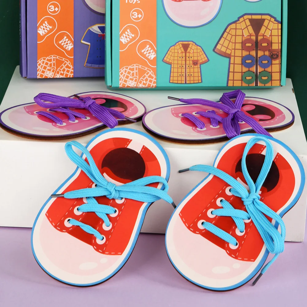 

Button Educational Montessori Toys Puzzle Baby Early Educational Toy Children Early Learning Teaching Lacing Shoes