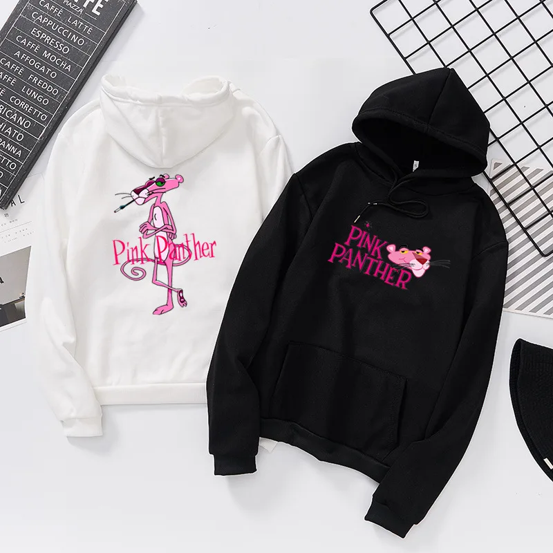 Printed Hoodies Women Fashion Cartoon Pink Panther Hoodie Long Sleeve sweatshirt Autumn Winter Fleece Kawaii Clothing | Женская одежда
