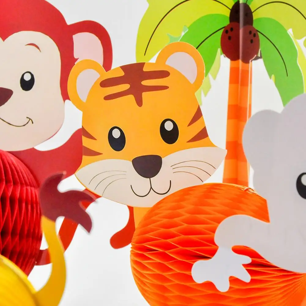 7 шт./компл. джунгли животные соты набор 3d центр украшения детей день рождения