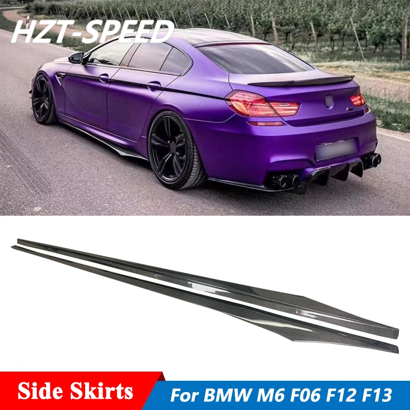 

V Style Carbon Fiber Side Skirts Extensions Lip For BMW 6 Series F12 F13 M6 F06 Tuning 2011 Up