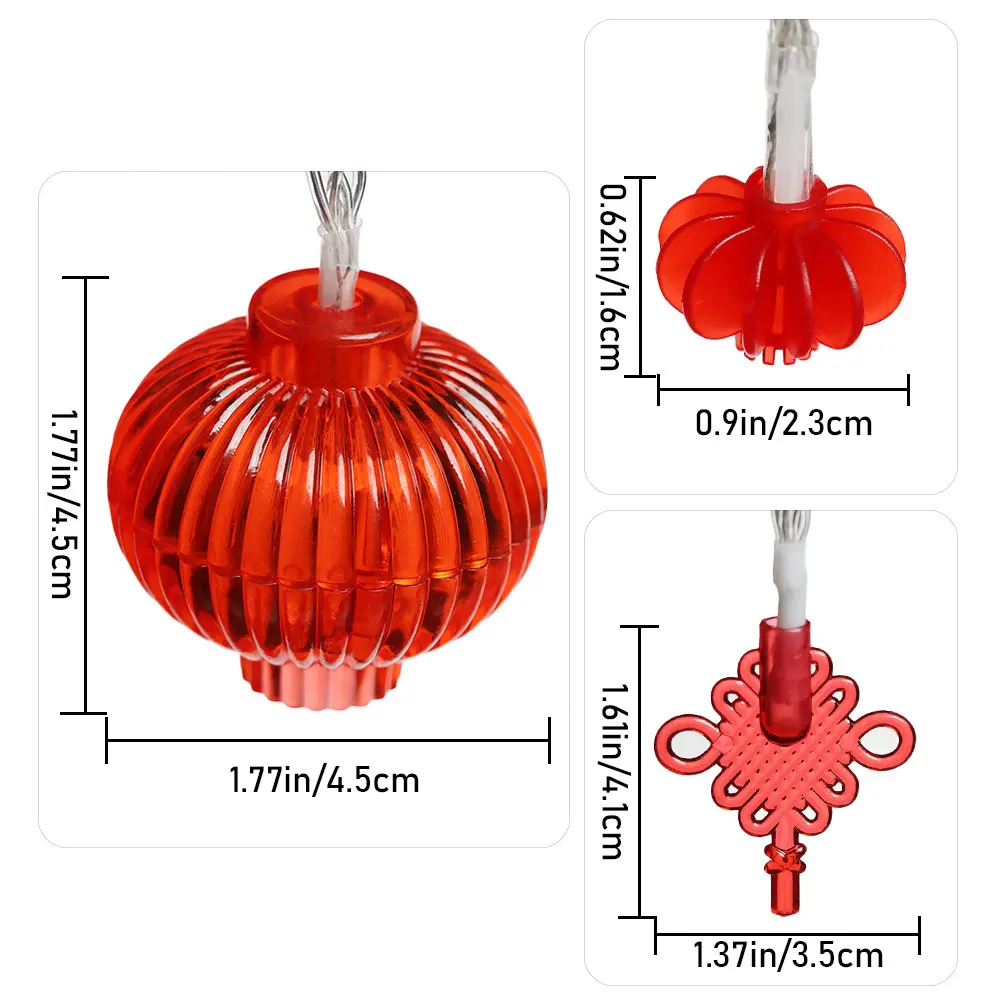 

1PC 3 Meter 20 Lights Red Chinese Knot Lantern Spring Festival LED String Lights Christmas Wedding Chinese New Year Decorations
