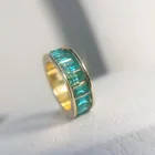 Кольцо женское, светло-голубое, зеленое, с цирконом, под розовое золото, в стиле бохо, 2021