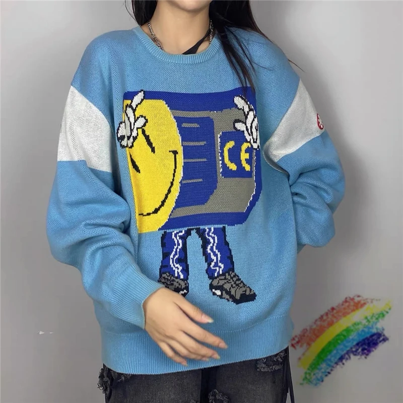 

Blue CAVEMPT C.E Sweater Men Woman 1:1 Top Quality Crewneck Jacquard Cav Empt Sweater