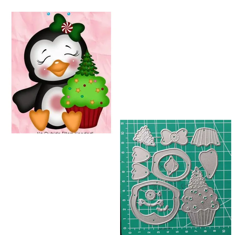Рождественский пингвин дерево резки штампы для скрапбукера фотоальбом тиснение