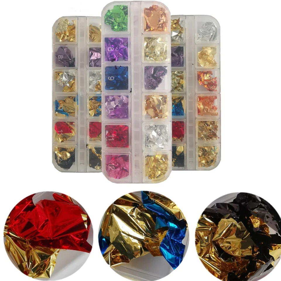 1 комплект золотой серебряный ноготь искусства Фольга Бумага нерегулярные