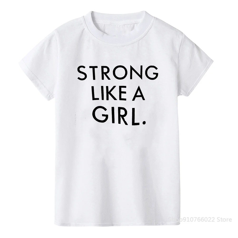 Футболка с надписью Strong Like A Girl детская одежда Детская футболка для девочек