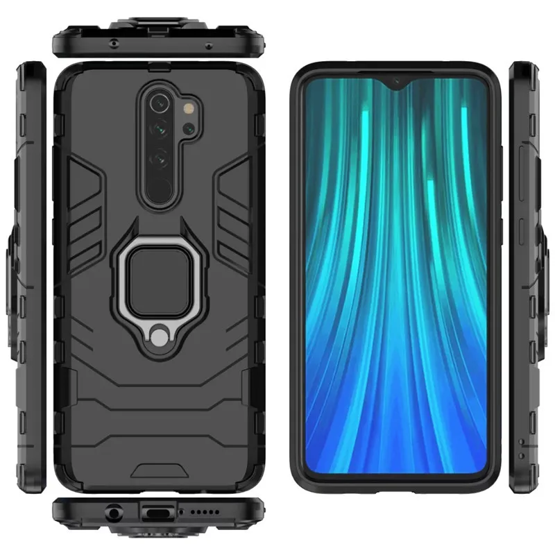 For Xiaomi Redmi Note 8 Pro Case Luxury Armor Magnetic Metal Ring Soft Silicone Case for Redmi Note8 Pro Car Holder Stand Cover