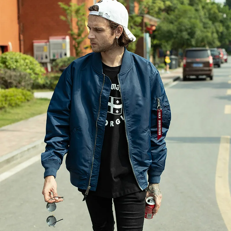 

SMN Flight Jacket Blue Men's Bomer Air Force Pilot Jacket Spring Autumn Thin Coats Solid Color Casual Outwear Clothing