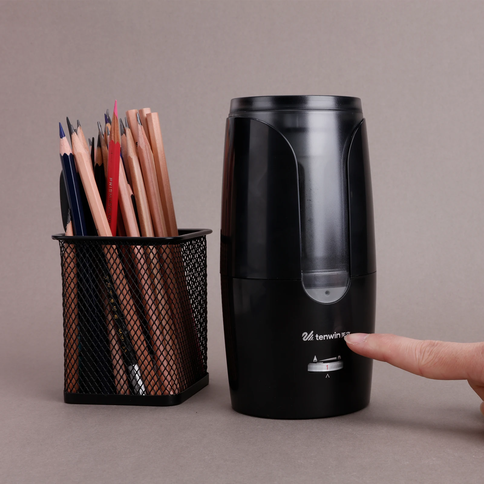 

tenwin Automatic Electric Pencil Sharpener Heavy-Duty Helical Blade to Fast Sharpen Adjustable Sharpness for 6-12mm Pencil