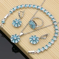 925 sterling silver bridal jewelry sets cubic zirconia decorations women earrings fashion party 4pcs gift for her