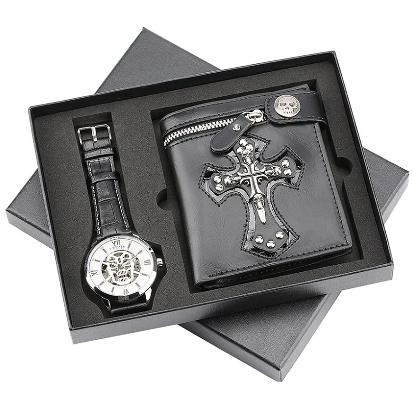 40 Business Men's Quartz Wristwatch Men Watches Purses Money Clip Credit Card Leather Wallet Gift Set for Dad Boyfriend Top Luxury - Color: 40