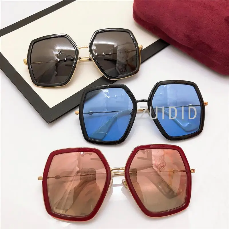 

Polygonal Sunglasses Luxury Brand Designer Personality Shades Uv400 Highquality Women Large Frame Eyewear 2021 Fashion New Trend
