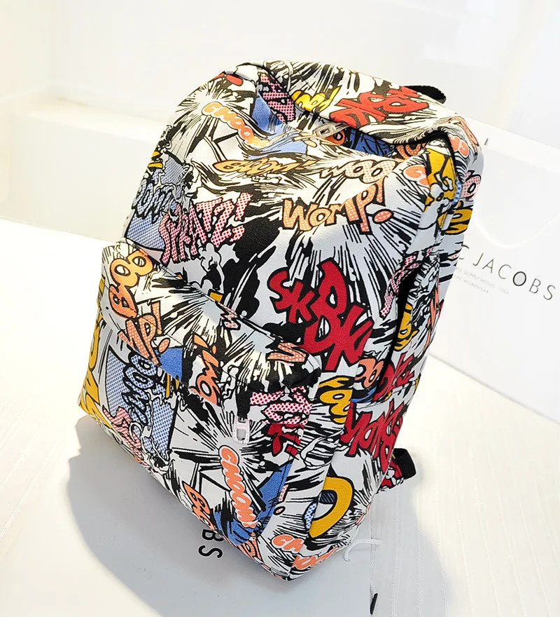 

Backpacks summer fashion shoulder bag women canvas backpack schoolbag mochila Graffiti unisex rucksack wholesale