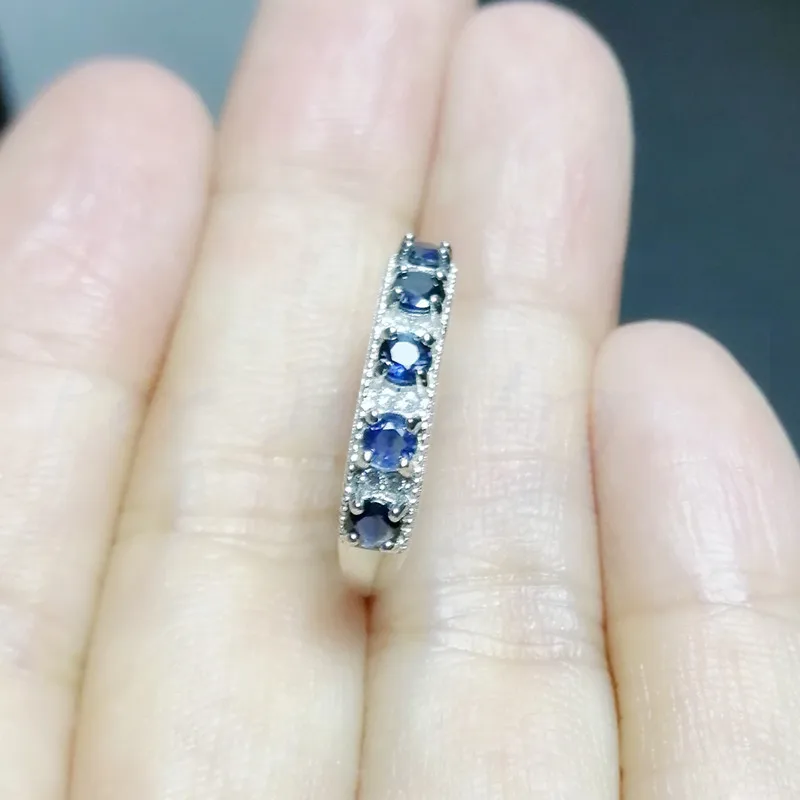 Ювелирное изделие натуральное сапфировое круглое кольцо Бесплатная доставка