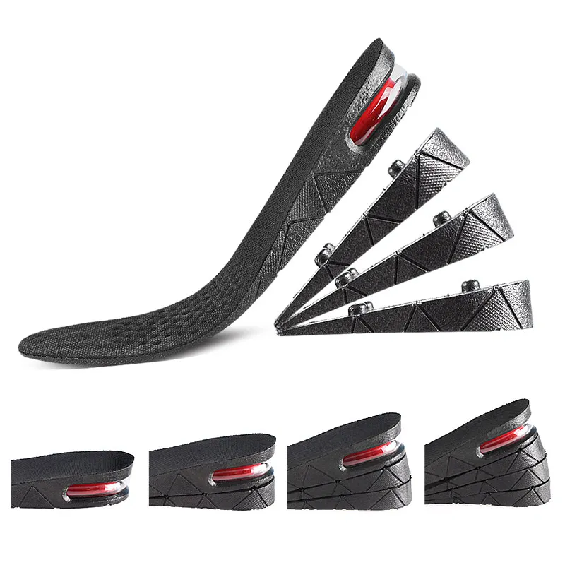 Adjustable PVC Height Increase Insoles 4-Layer Air Cushion Taller Shoes Insoles Heel lift Insert for Men and Women