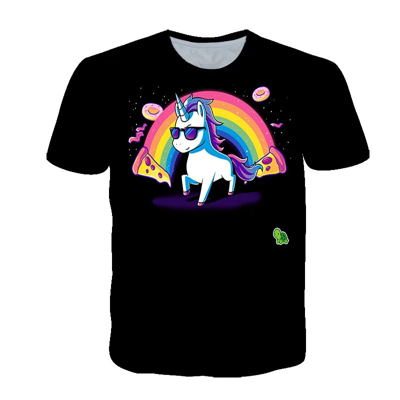 

Baby Girl Summer Dress Suit Short Sleeved T-Shirt Unicorn Pattern Cute Top Kids Sportswear Soft Suit 4-14T