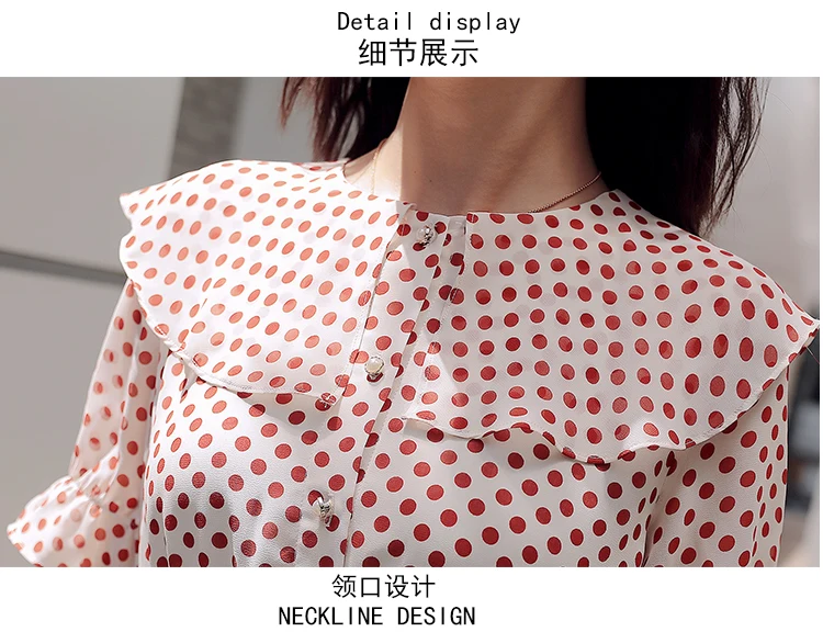 Платье женское шифоновое в горошек модное винтажное повседневное