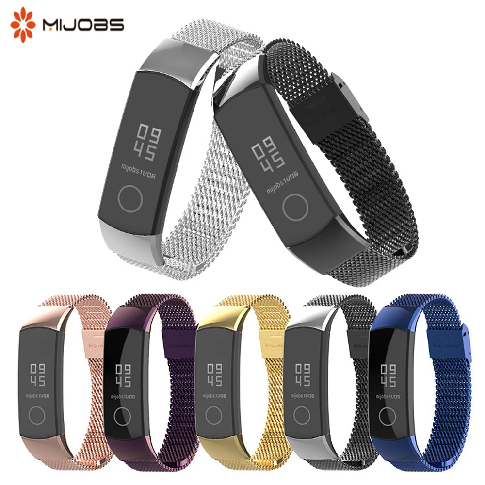 Mijobs металлический ремешок для huawei Honor Band 5 ремешок для часов браслет из нержавеющей стали для huawei band 4 5 Аксессуары для браслетов