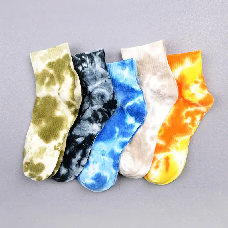 

2021 Fahion Cotton Skate Socks Funny Cycling Running Hiking Tie Dye hip hop happy socks Women Basketball short Socks