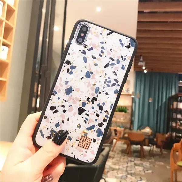 D42 Мраморный чехол для телефона с золотой фольгой для iPhone 11 Pro XS Max XR X 7 8 6 6s Plus, мягкий силиконовый чехол с блестками для iPhone X - Цвет: D42