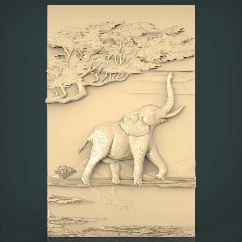 Слон 3D модель рельеф в формате STL для ЧПУ маршрутизатора резьбы и гравировки artcam