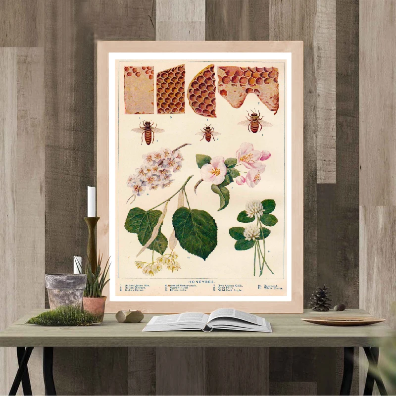 Винтажная пчела с сотовой печатью Природный планшетофон для детской