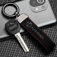 car logo keychain luxury suede leather keyrings couple gifts key fob accessories for alfa romeo giulia giulietta 159 mito spider