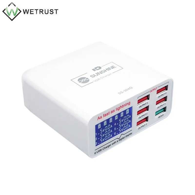 SUNSHINE SS 304Q 6 портов USB быстрая зарядка 3 0 цифровой дисплей Быстрая устройство для