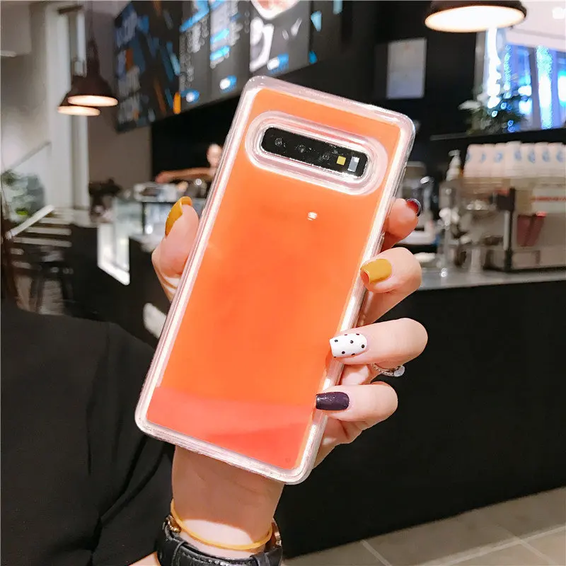 Светящийся чехол с неоновым песком для samsung Galaxy S8 S9 S10 Plus S10E Note 8 9 Note10 Pro + жидкий