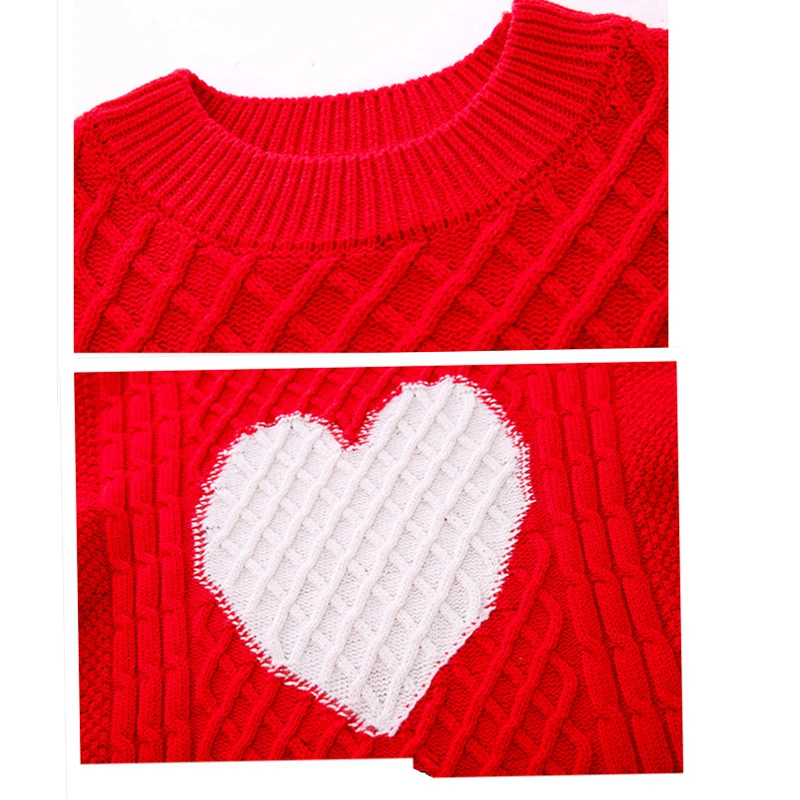

Kids Girl Spring Autumn Korean Fashion Sweater with Heart Pattern Long Sleeve Knitwear Children Heart Sweater for Teens 10 Years