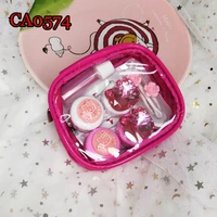 contact lens cases 2pairs pink cat rhinestone travel kits for pocket box kitty water container ca0574