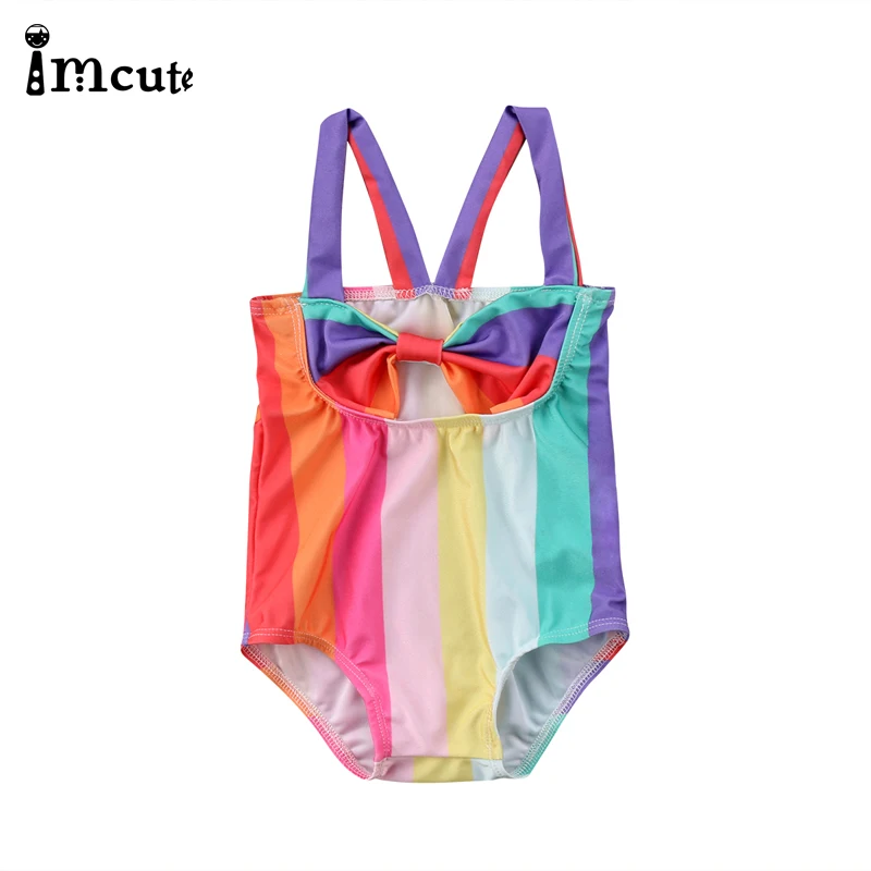 ImCute 2020 Одежда для девочек Радужный купальник маленьких бикини купальный костюм