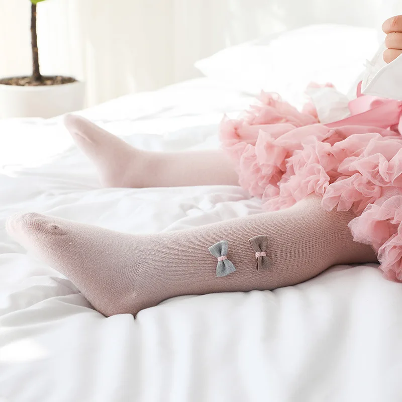 

Children's Socks Spring And Autumn New Children's Pantyhose Double Bow Girl's Pantyhose Combed Cotton Boneless Baby Socks