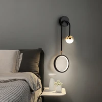 gold round wall lamp copper led bedside light nordic mounted bedroom living room indoor aisle decorative wandlamp