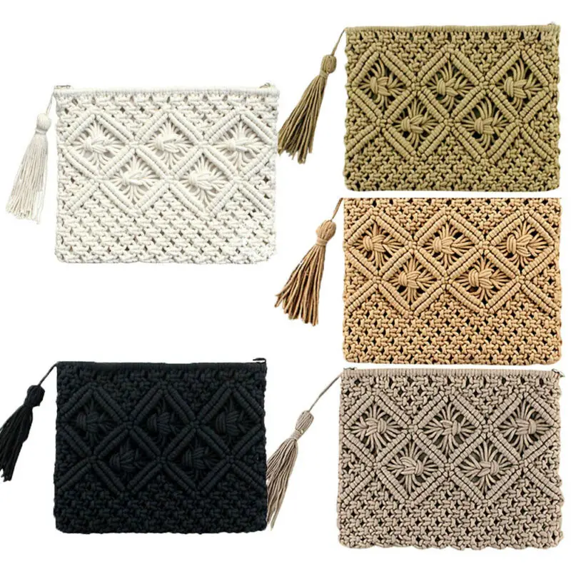 Для женщин милая сумка клатч с бахромой Портативный ручной работы вечерние туфли