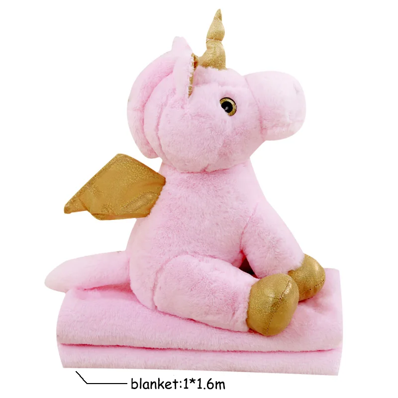 Симпатичные Мультяшные плюшевые подушки в виде единорога мягкие синие для сна