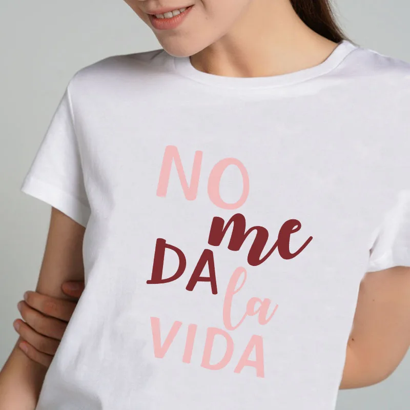 

Doesn’T Give Me Life Fashion Spanish Letter T shirt Harajuku O-Neck T-Shirt Summer Short Sleeve Casual Streetwear Tshirt Tops