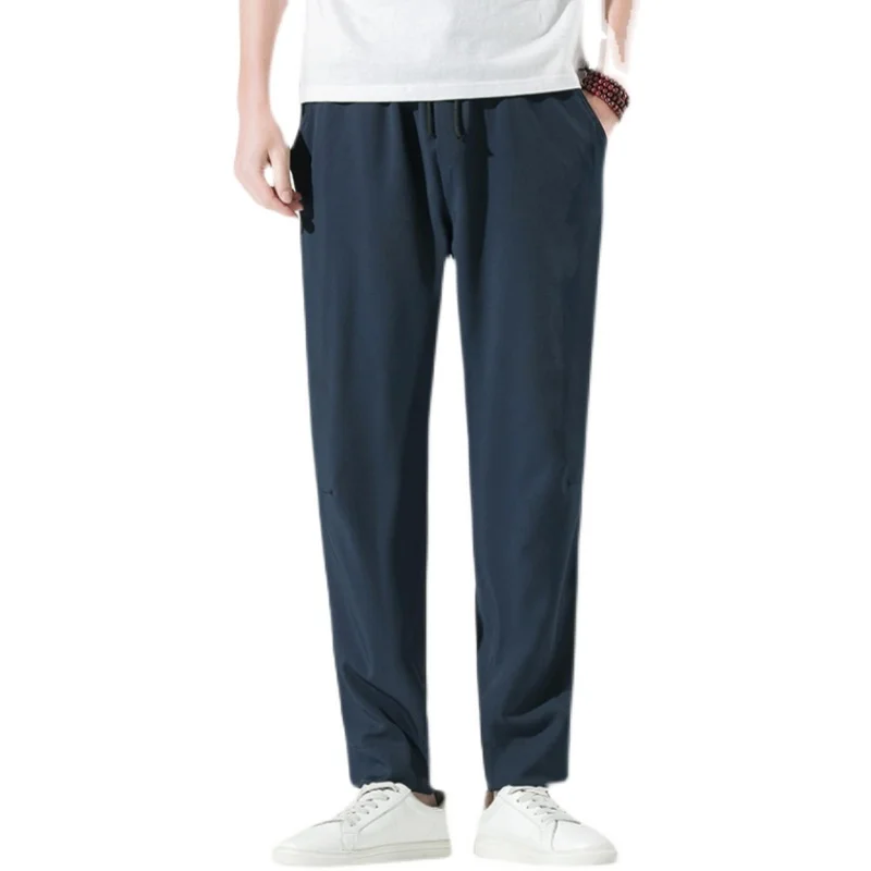 

Summer Chinese Style Ice Silk Thin Casual Pants 2021 Fashion Plus Size Trousers Male Harajuku Retro Sweatpants Men Clothing