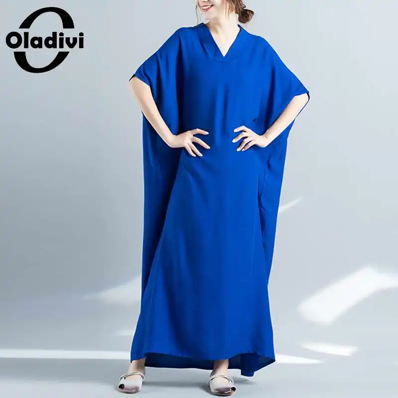 Длинное женское платье Oladivi в стиле оверсайз 5XL 6XL 7XL 8XL 9XL летнее богемное