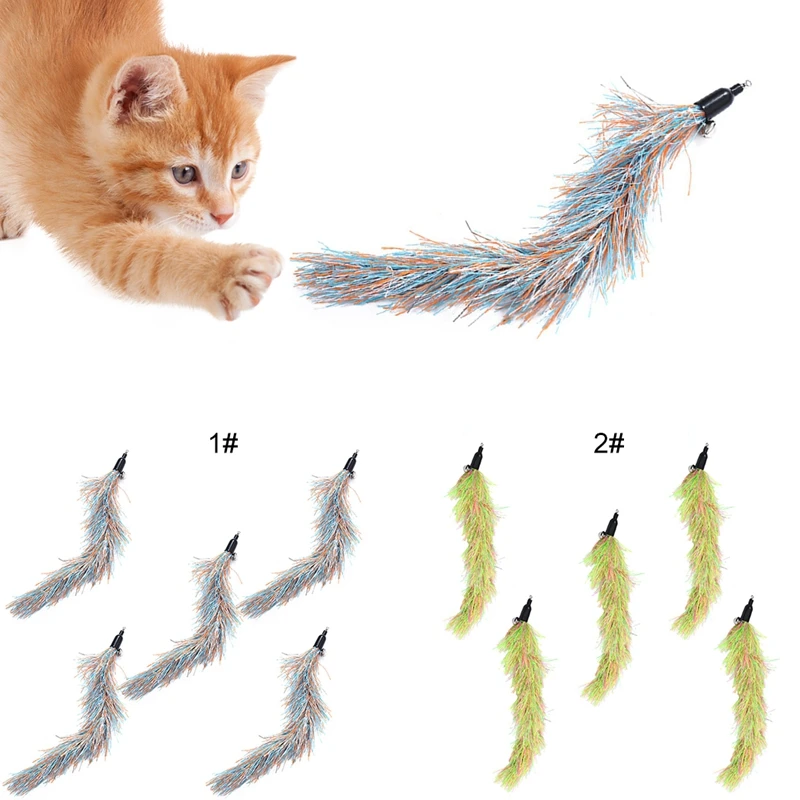 

5Pcs Funny Cat Wand Attachments Interactive Cat Toy Replacement Pets Teaser Refills Dog's Tail Grass Toy For Cat kitten Supplies