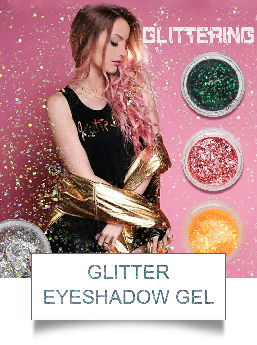 Блестящие разноцветные водостойкие тени для век с перламутровыми блестками| |