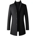 Мужское плотное шерстяное пальто, деловое серое шерстяное Смешанное пальто, Мужской Топ с длинным рукавом, повседневное Мужское пальто оверсайз для мальчиков, зимняя верхняя одежда 4xl