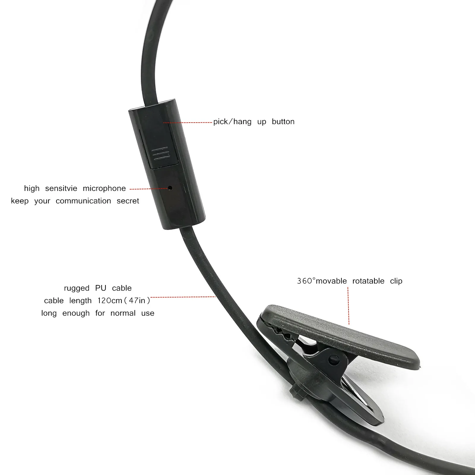 RISENKE 1pin 3.5mm Jack Cellular Covert Acoustic Throat Mic Microphone for Iphone 4s / 5 / 5c / 5s / 6 / 6 Plus Android Ipad