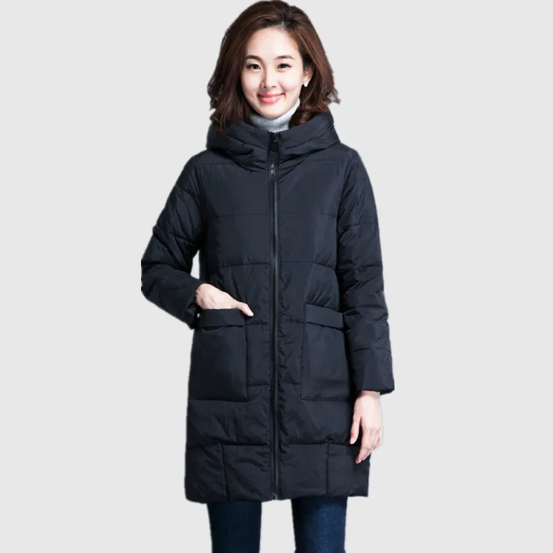 

2021 Winter Padded Jacket New Middle-Aged Elderly Cotton Coat Female Mother's Hooded Plus Size Mid-Length Women Parkas M-6XL