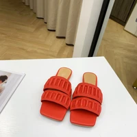 2021 top quality genuine leather ladies slippers flat bottomed flat sandals slippers luxury designer