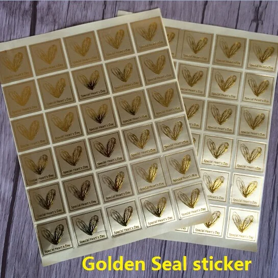 

1500pcs New Vintage Golden Heart design thanks series seal sticker Christmas DIY note gift Labels Wholesale
