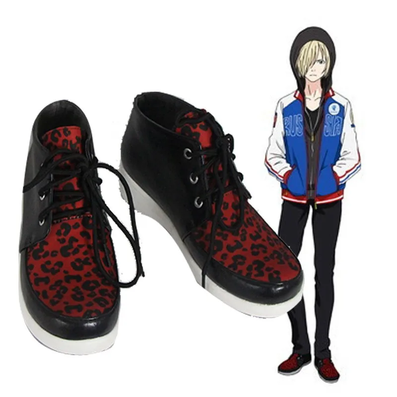 

Anime Yuri!!! On Ice Yuri Plisetsky Cosplay Shoes Red Leopard Print Shoes Casual Anime Cosplay Shoes Costume