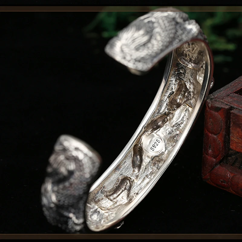 Мужской браслет из стерлингового серебра S925 властный дракон винтажные