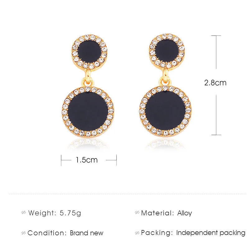 

New Statement Earrings Black Square Round Star Geometric Earrings for Women Crystal Luxury Wedding Rhinestone Earring Gold Color