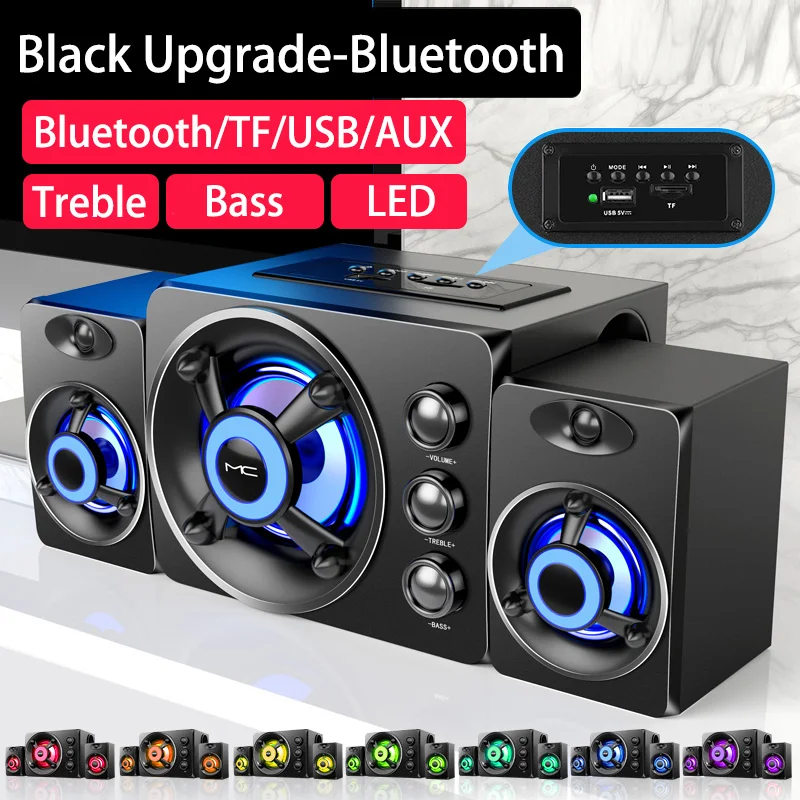 

2021 LED Computer Combination Speakers AUX USB Wired Wireless Bluetooth Audio System Home Theater Surround SoundBar For PC TV
